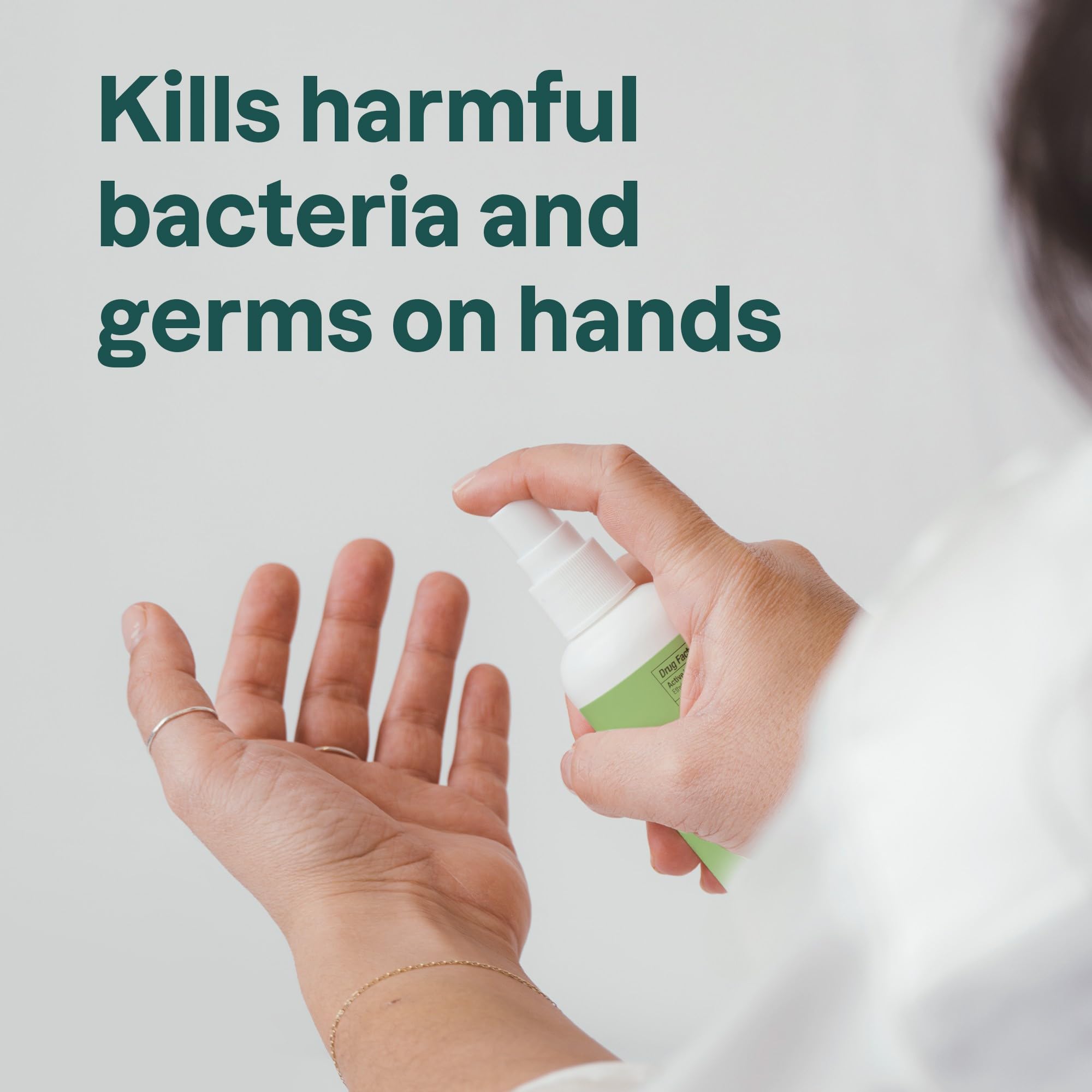 ATTITUDE Hand Sanitizer Spray for Adults and Kids, EWG Verified, Kills Bacteria and Germs, Vegan, Olive Leaves, 3.38 Fl Oz (Spra
