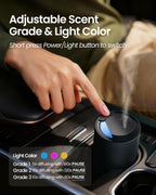 Waterless Diffuser for Essential Oil, Smart Car Air Freshener Diffuser with 3 Mist Grades & 3 LED Light Colors, Auto On/Off, Rec