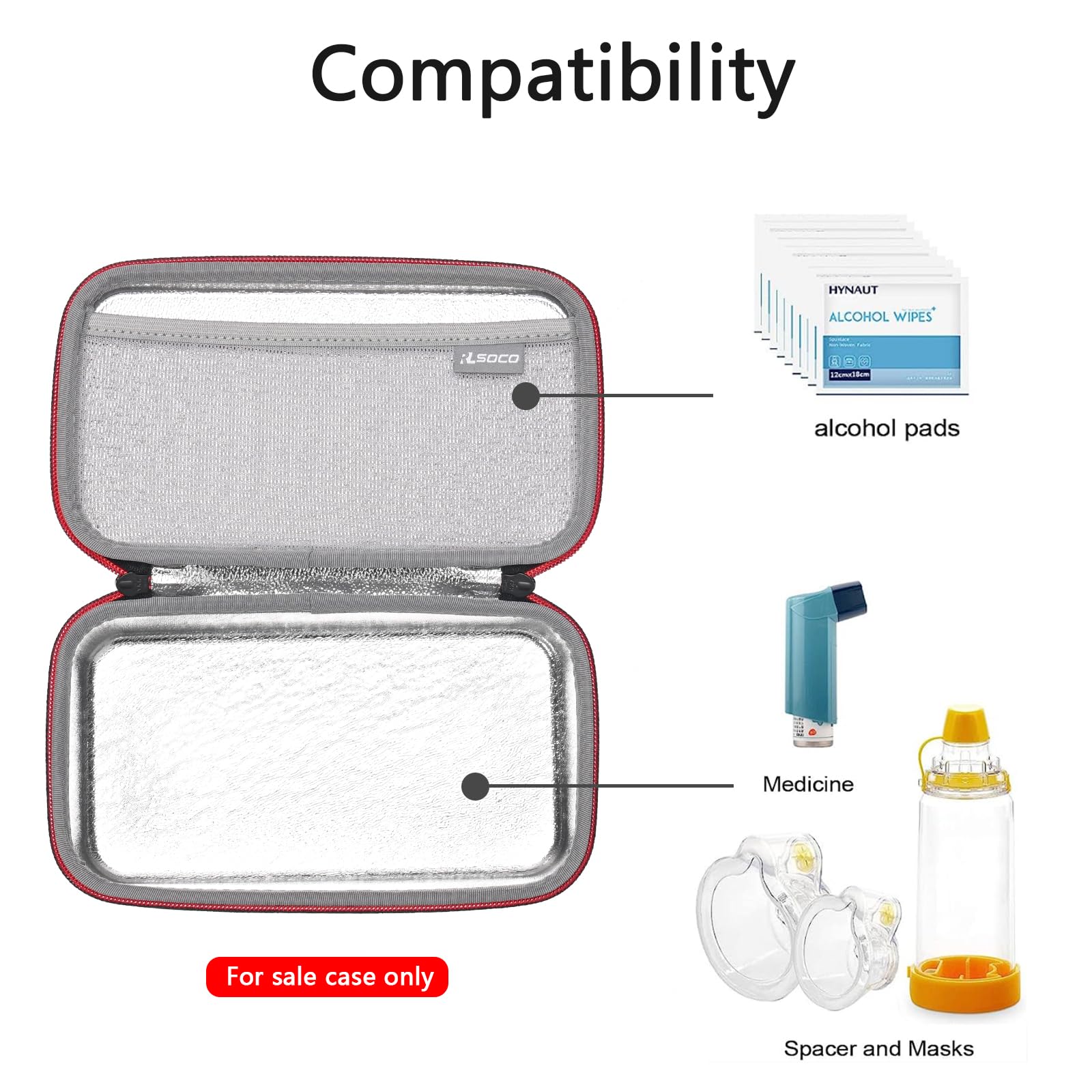 RLSOCO Carrying Case for Asthma Inhaler for Kids and Adults,Inhaler Spacer Travel Bag for Device,Mask and Other Accessories - Bl