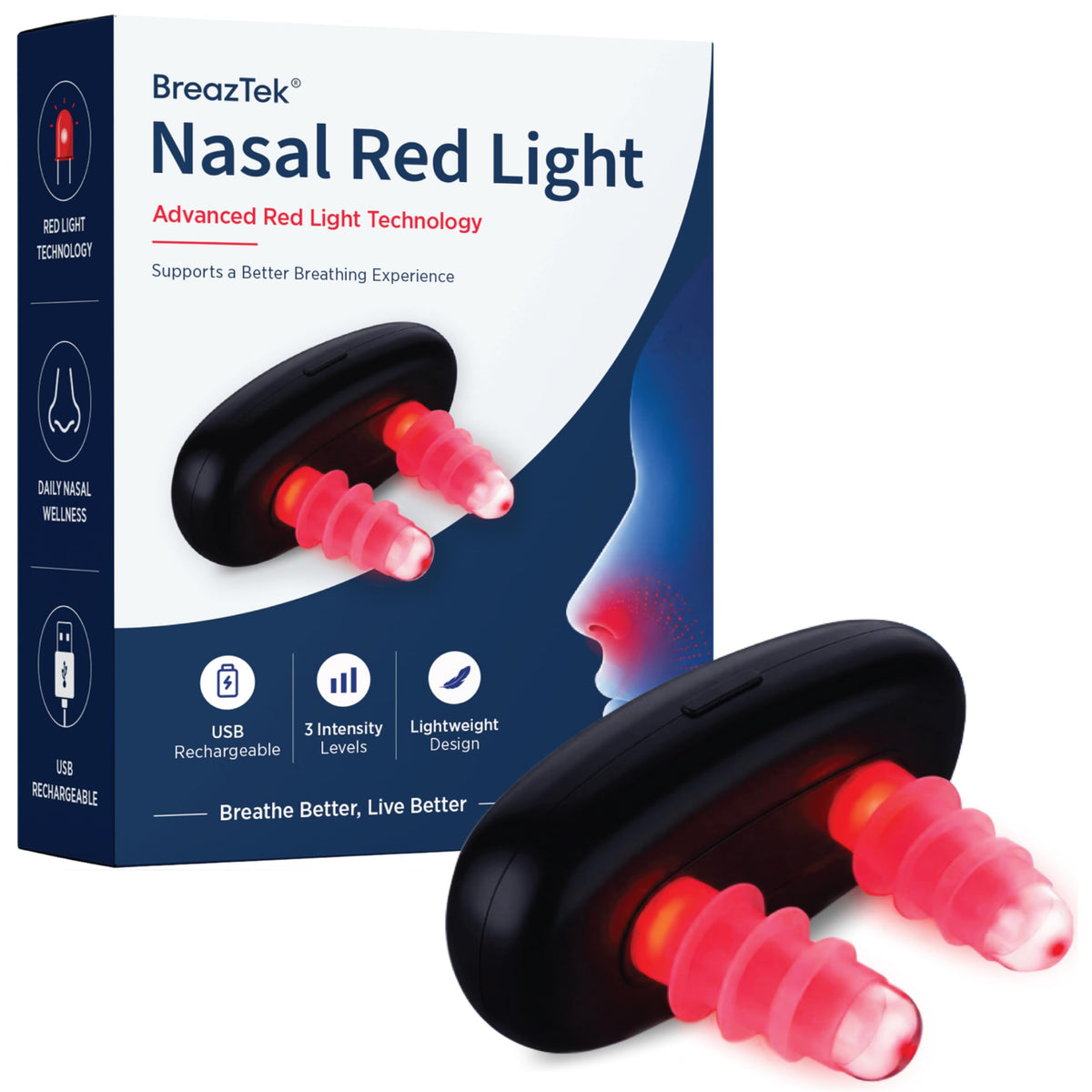 Red Light Therapy for Nose: LED Nasal Wellness Device  Red Light Nose Care Tool with 3 Light Modes, USB Rechargeable Portable D