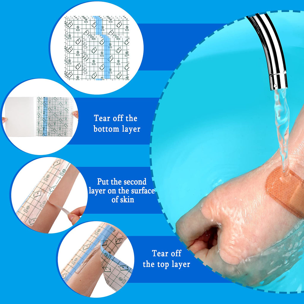 50 Pieces Shower Waterproof Patch Transparent Stretch Adhesive Bandage Waterproof Clear Adhesive Bandages Tattoo Protective Tran