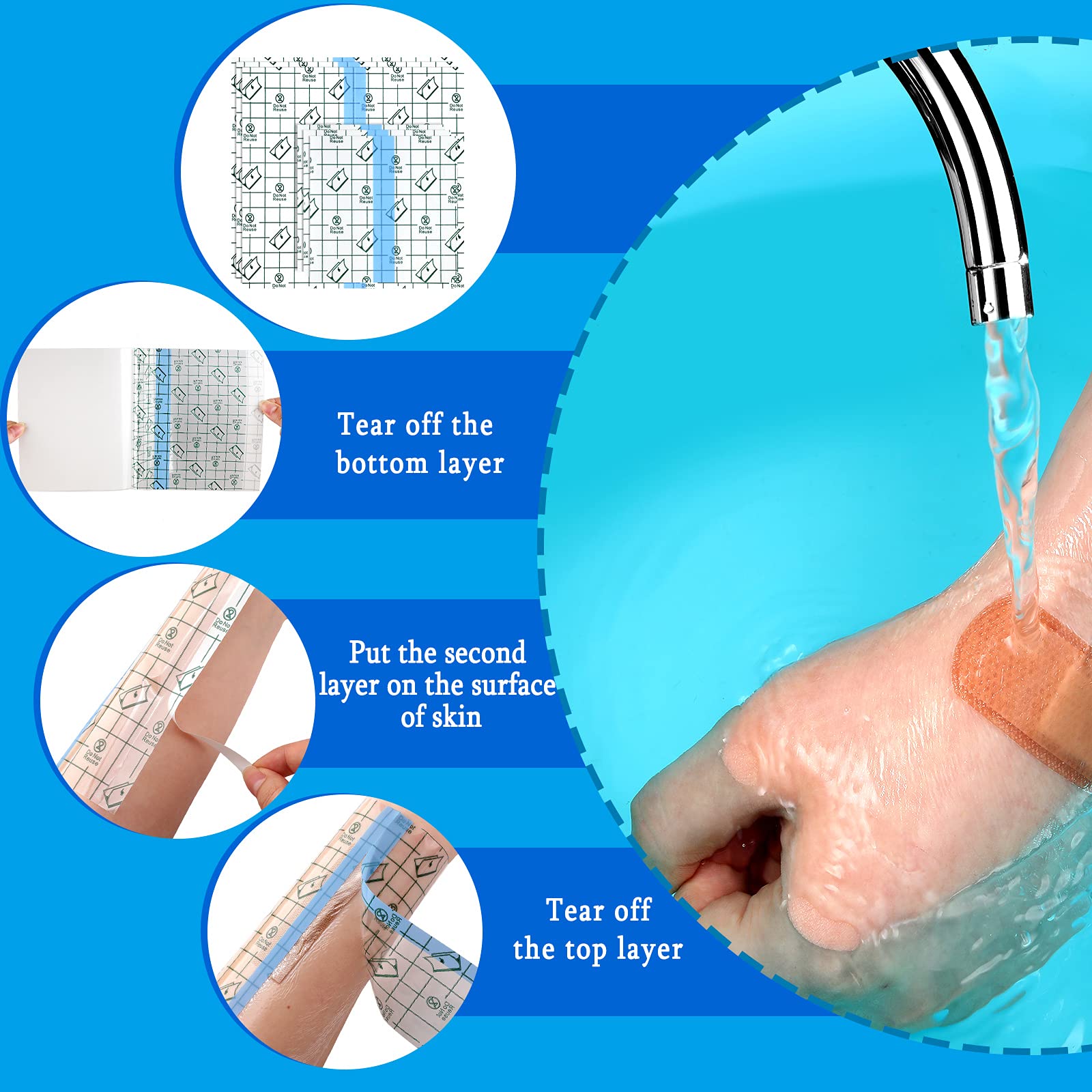 50 Pieces Shower Waterproof Patch Transparent Stretch Adhesive Bandage Waterproof Clear Adhesive Bandages Tattoo Protective Tran