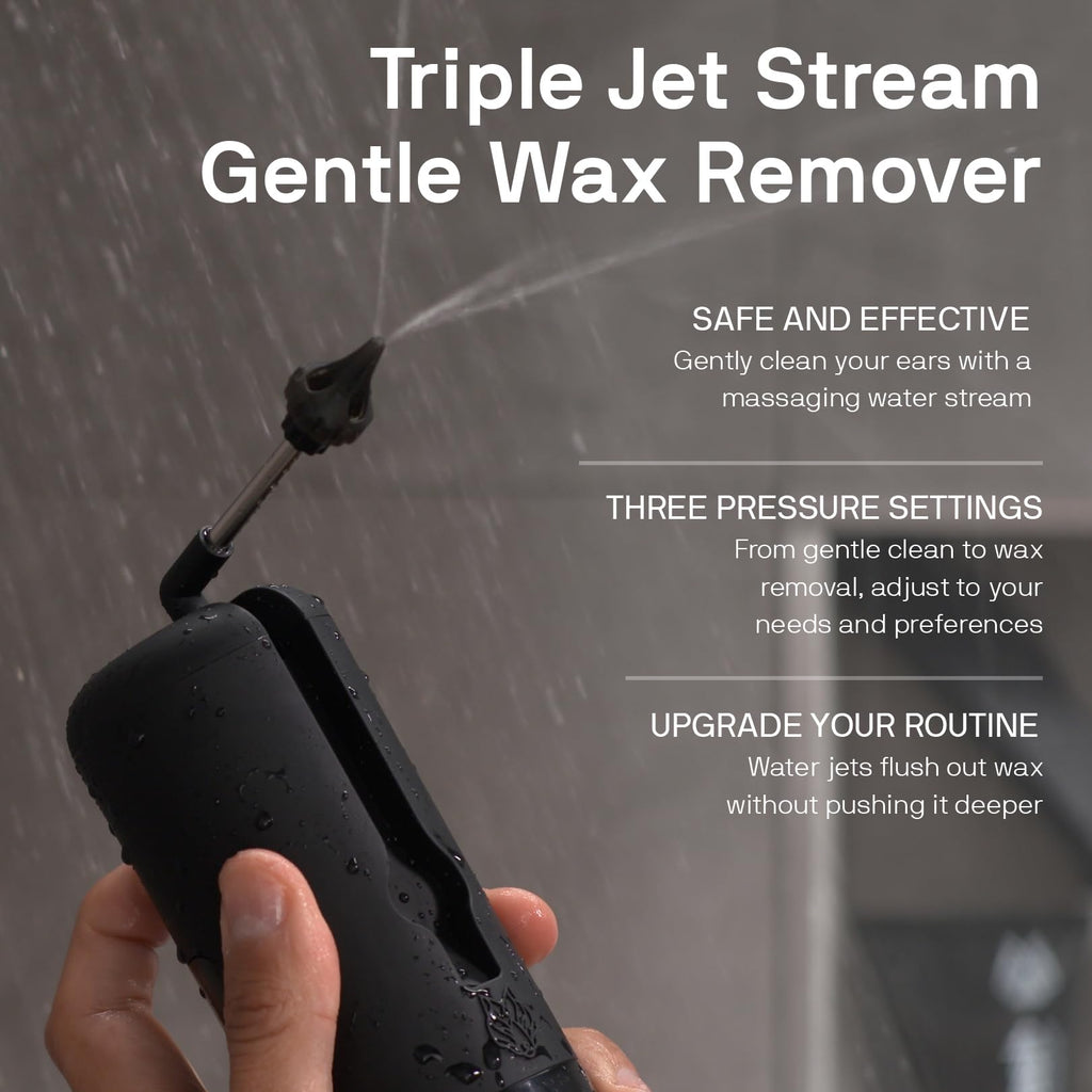 Wush Pro By Black Wolf- Deluxe Water Powered Ear Cleaner- Safe & Effective- Electric Triple Jet Stream 3 Pressure Settings For E