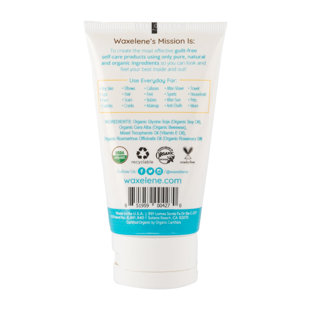 Waxelene Multipurpose Ointment Travel Tube, Organic Aerated Balm the Petroleum Jelly Alternative Soothing Botanical Eczema Dry S