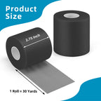 iFwevs 3 Pieces Black Athletic Pre Wrap Tape, Foam Underwrap Athletic Tape, Sport Pre wrap Athletic Tape for Hair Ankle Wrists K