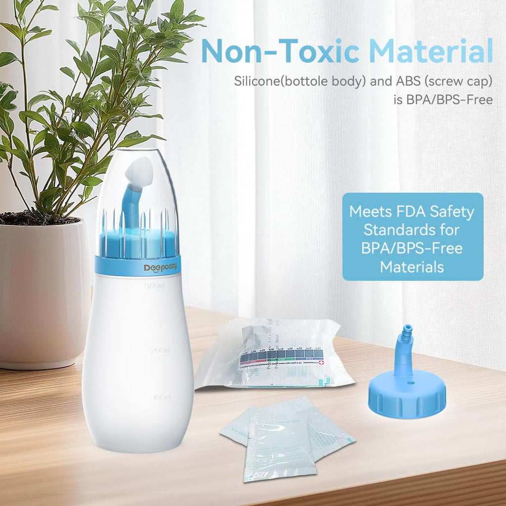 Deepcozy Soft Tip Neti Pot Squeeze Bottle, Nasal Wash Bottle Sinus Rinse, Pressure Irrigation with Thermometer Sticker for Adult