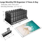 CAidRE Monthly Pill Organizer 3 Times A Day, One Month Pill Box Organizer Morning-Noon-Night, 31 Day Pill Organizer with 32 Dail