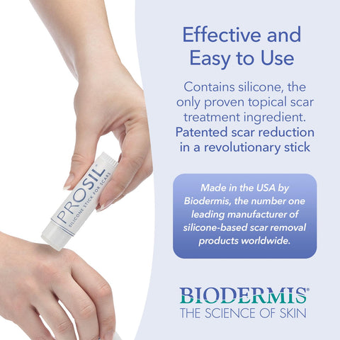 Biodermis Pro-SIL Silicone Scar Gel Stick - Scar Reduction Care for Surgical, Acne, Trauma Scars & Burns - Safe for Children, Me