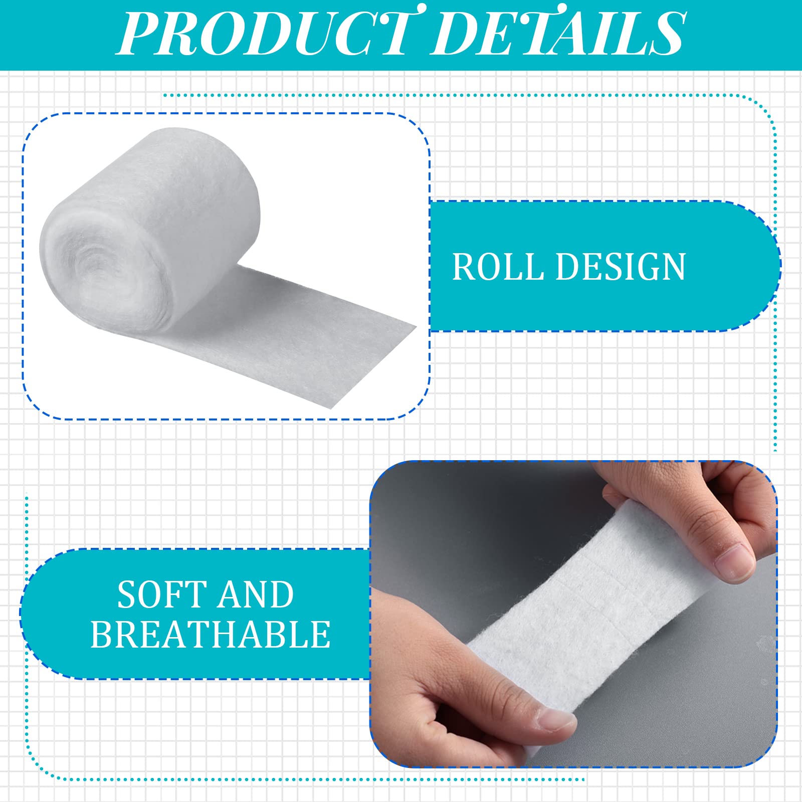48 Rolls Cast Padding Soft Undercast Gauze Bandage Roll Cotton Wraps Cast Padding Use with Plaster Cloth Gauze Bandage for Body