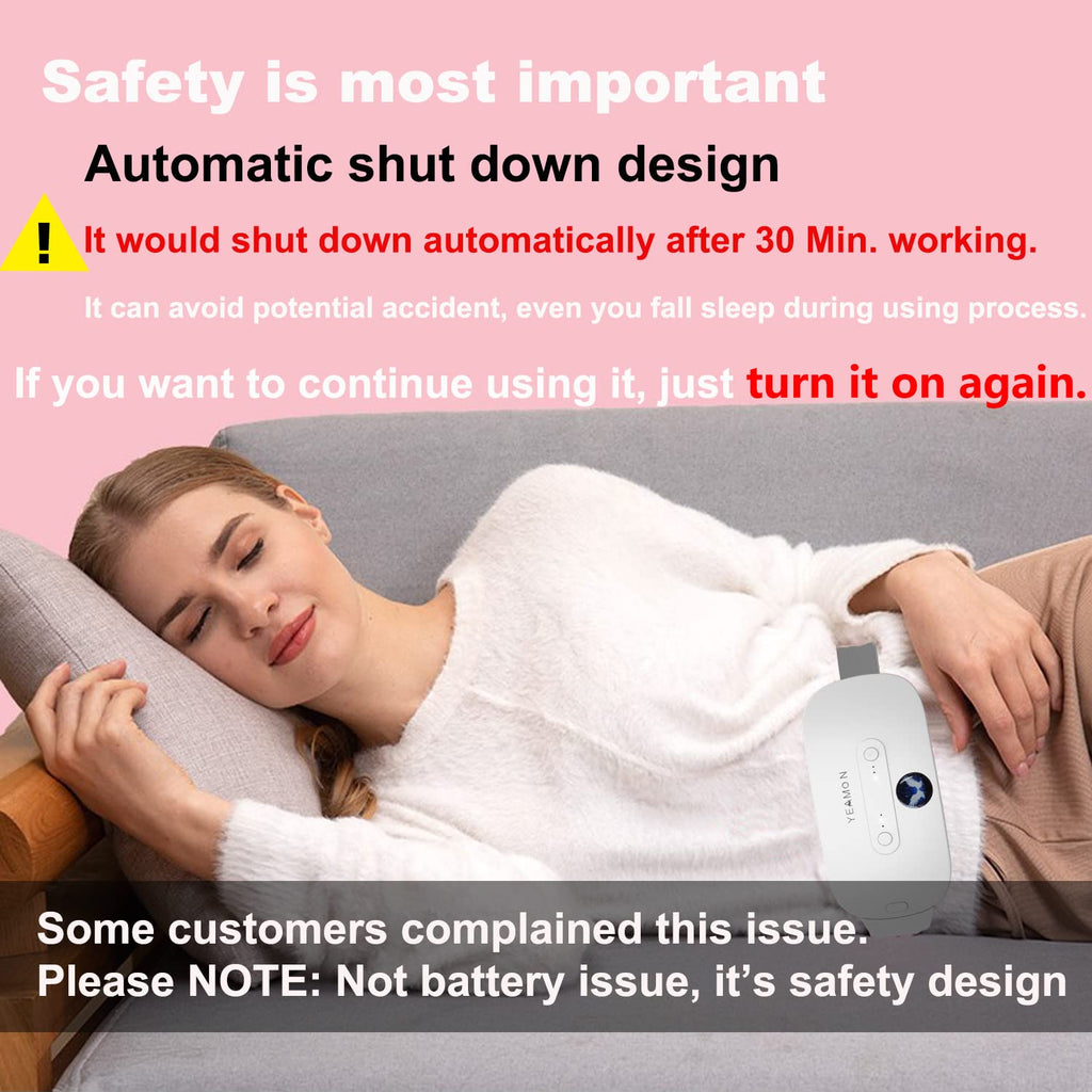 Portable Cordless Heating Pad for Cramps, Electric Waist Belt Device, Fast with 3 Heat Levels and Massage Modes, Back or Belly W