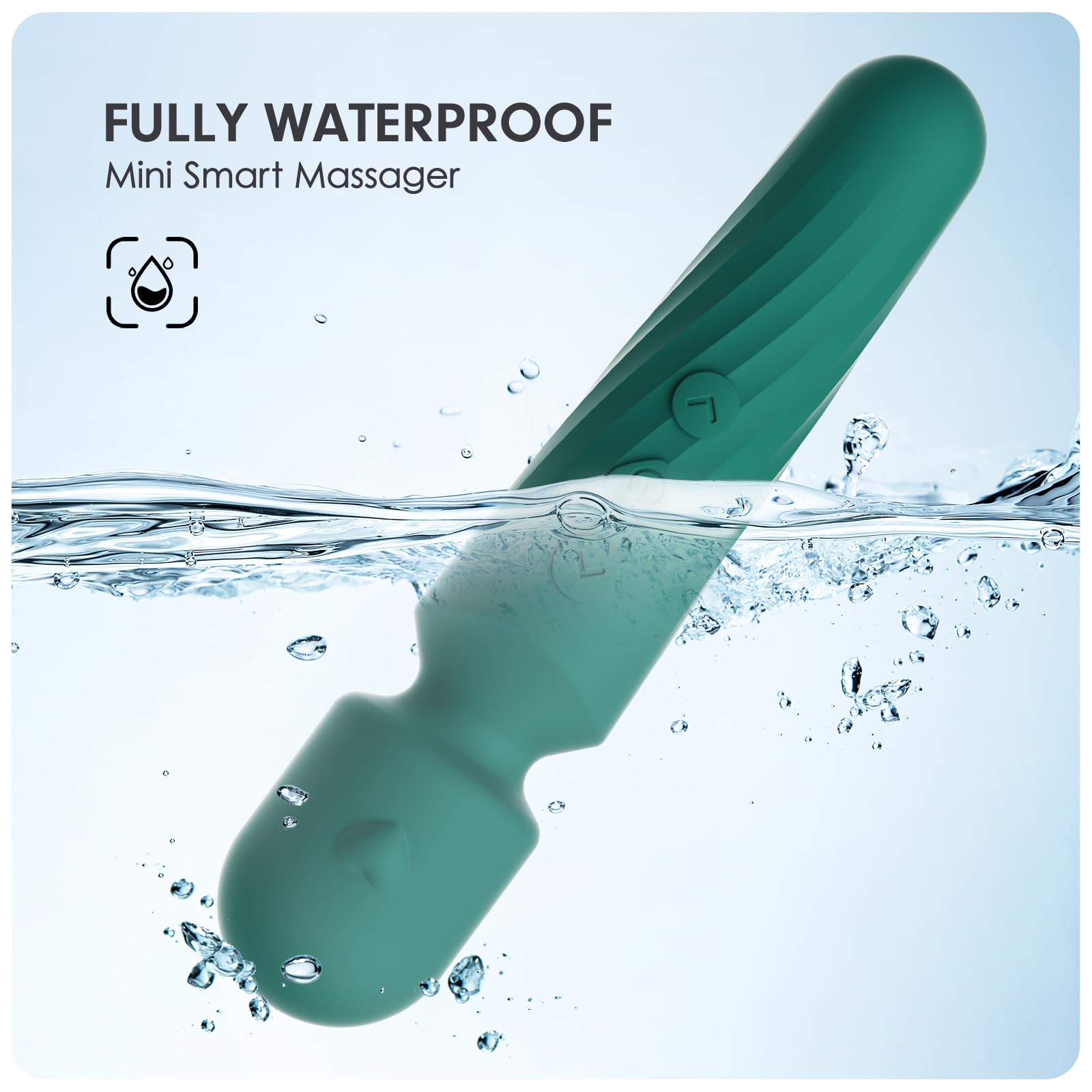 Electric Travel Massager, 10 Modes 5 Speed Powerful Silent Waterproof Handheld Neck Muscle Massage Tool (Green)