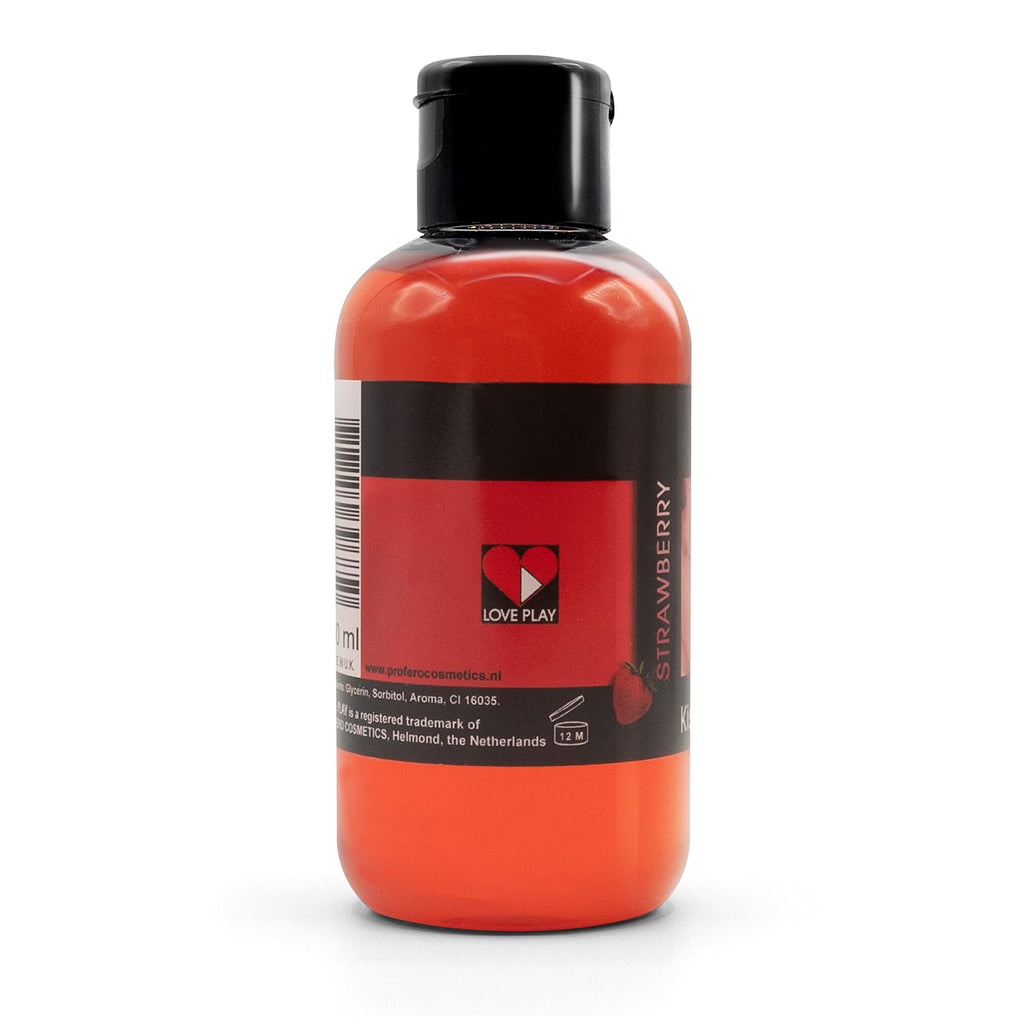 LOVE PLAY Strawberry Flavored - Full Body Oil for Women and Men - Edible Warming Oil for The Body - 100% Vegan and Fun - 150ml