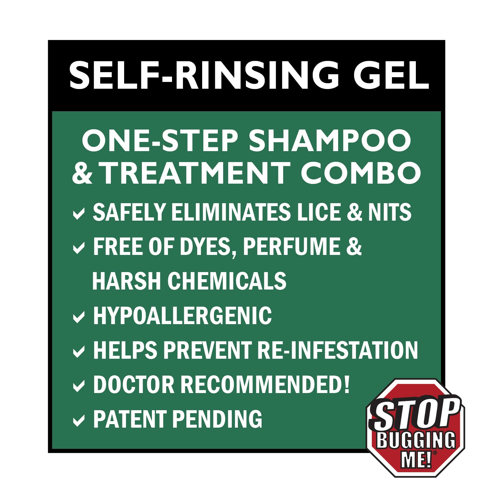 Stop Bugging Me! All-Natural 2-in-1 Super Lice Treatment Gel Shampoo, 8 oz | Safely Eliminates Lice & Eggs