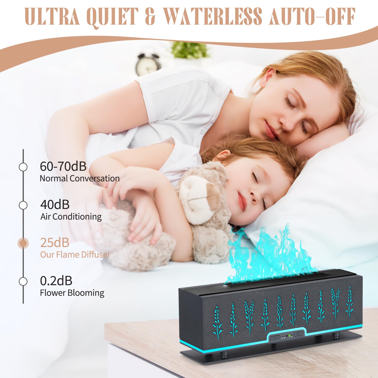 PANGPENG Colorful Essential Oil Diffuser, 7 Colors Flame Fire Diffuser, 200ML Ultra-Quiet Aromatherapy Diffuser with Remote Cont