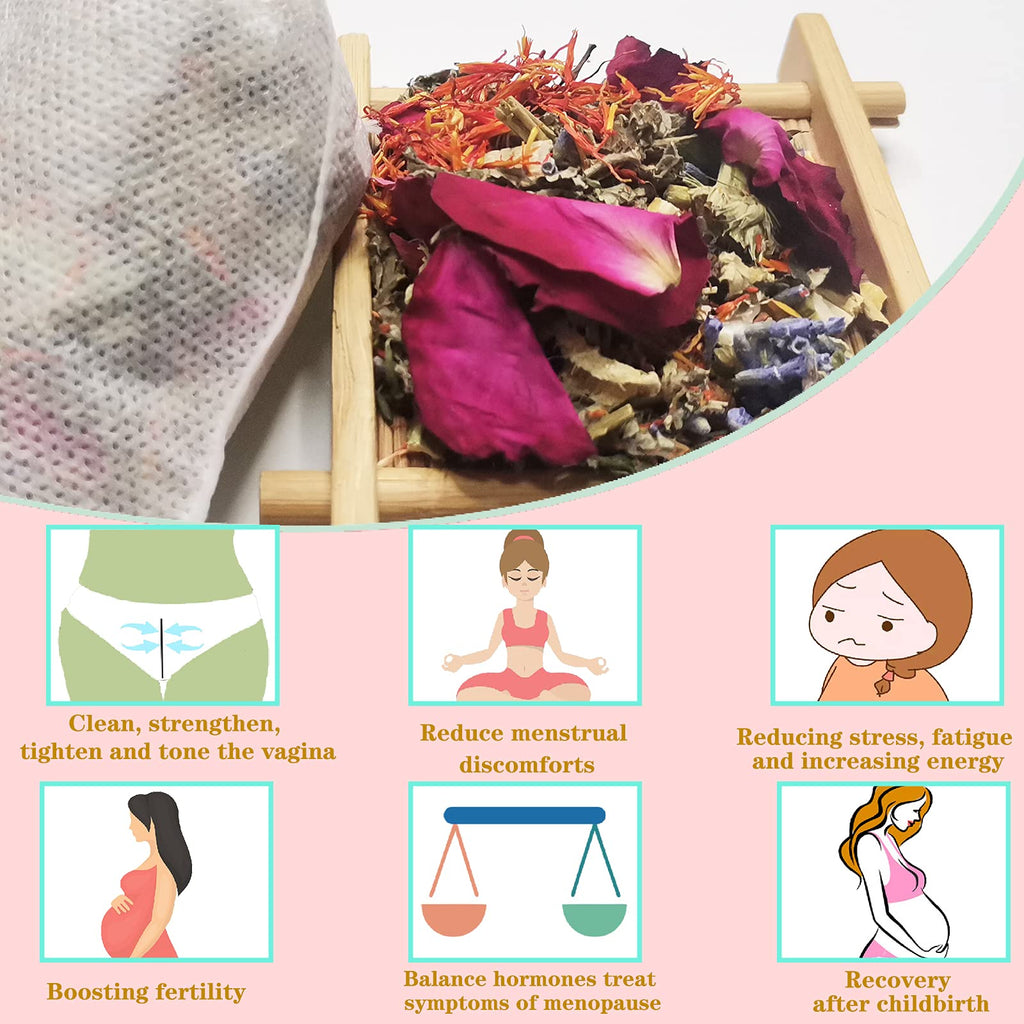 Yoni Steam Herb for Women pH Balance, Natural Feminine Vaginal Herbs Cleansing Rejuvenate, Herbal Blend, 7 Filter Bags Vaginal H