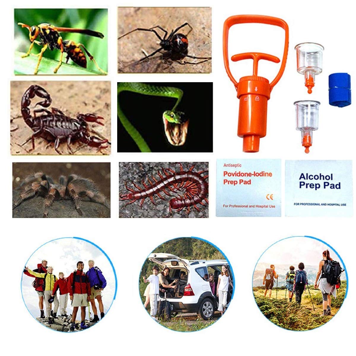 Finever Insect Bee Sting Snake Bug Bite Kit Venom Extractor Suction Pump First Aid Safety Tool Fast Emergency for Hiking Backpac
