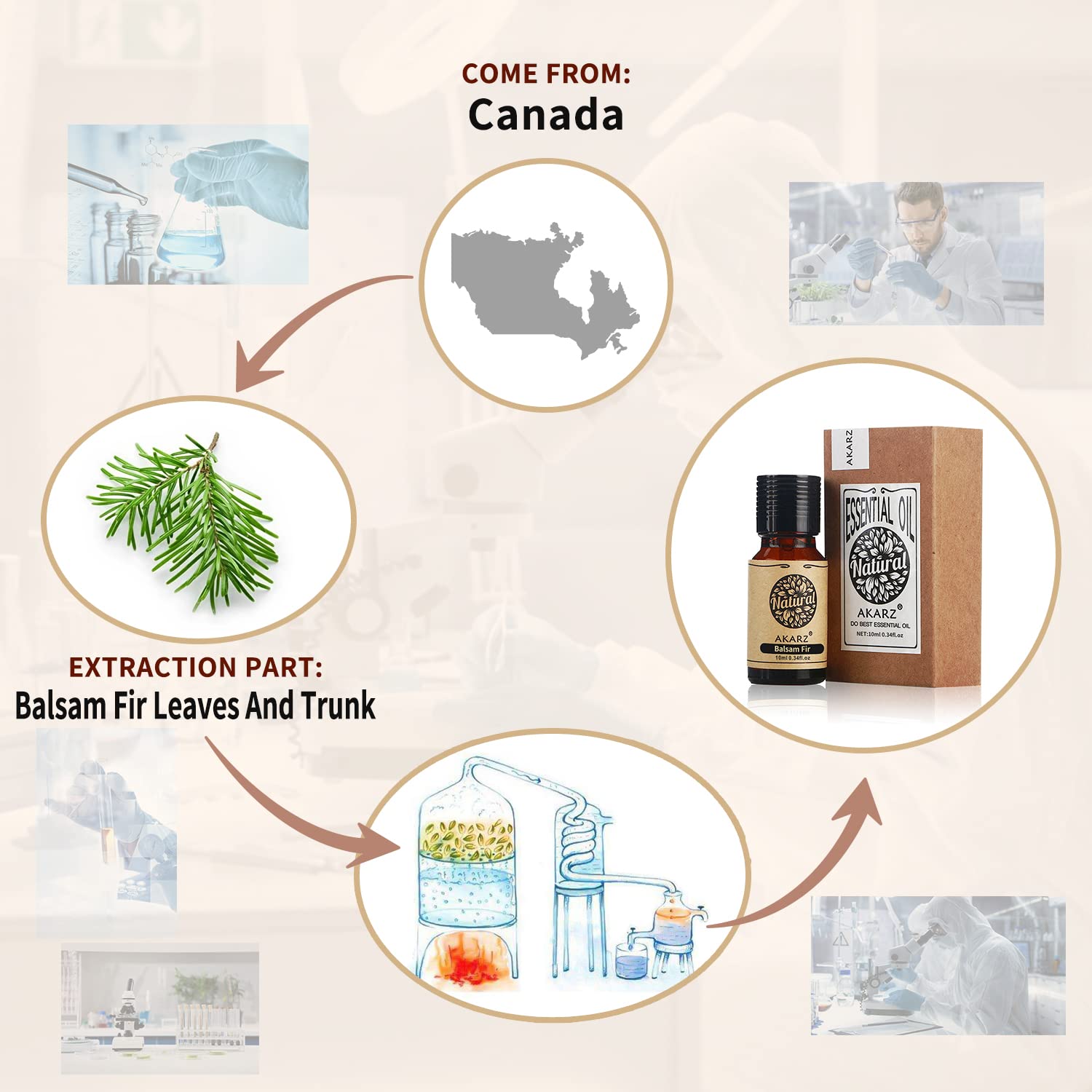 AKARZ Balsam Fir Essential Oil Natural Organic Balsam Fir Oil for Skin Body Hair Care, Candle,Soap,Making, DIY,Massage Aroma 0.3