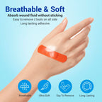Ourmed Flexible Fabric Bandages with Non-Stick Pad, Latex Free, Rainbow Colors Adhesive Bandage First Aid Wound Care for Cuts, S