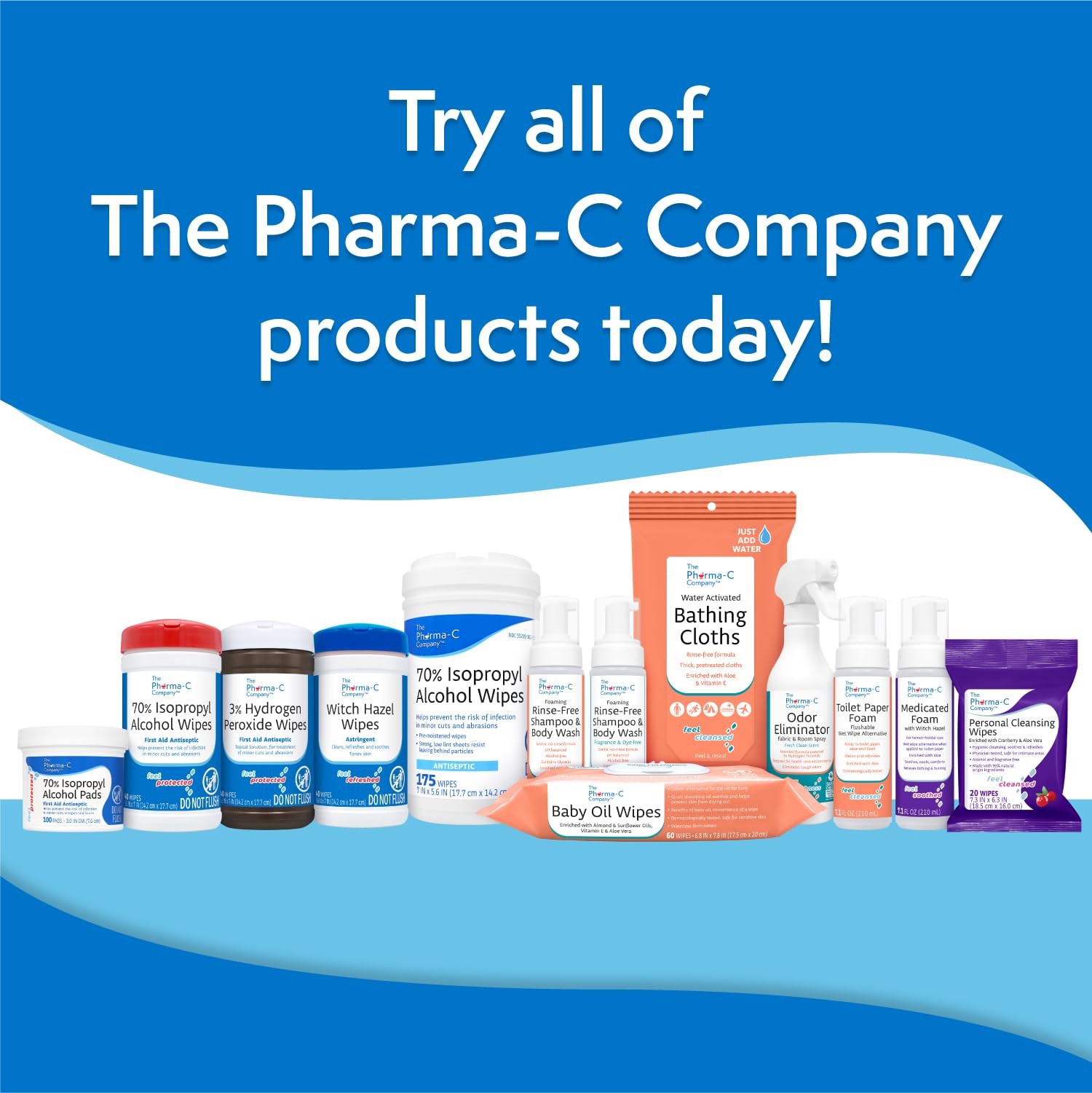 The Pharma-C Company 3% Hydrogen Peroxide Wipes [40 wipes] - First Aid. H202 Skin Safe Antiseptic Wound Cleaner.