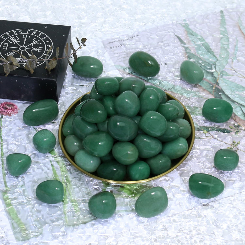 Tumbled Polished Natural Green Aventurine Crystals Stones, Crystals and Healing Stones Quartz Bulk for Wicca, Reiki, Healing Ene