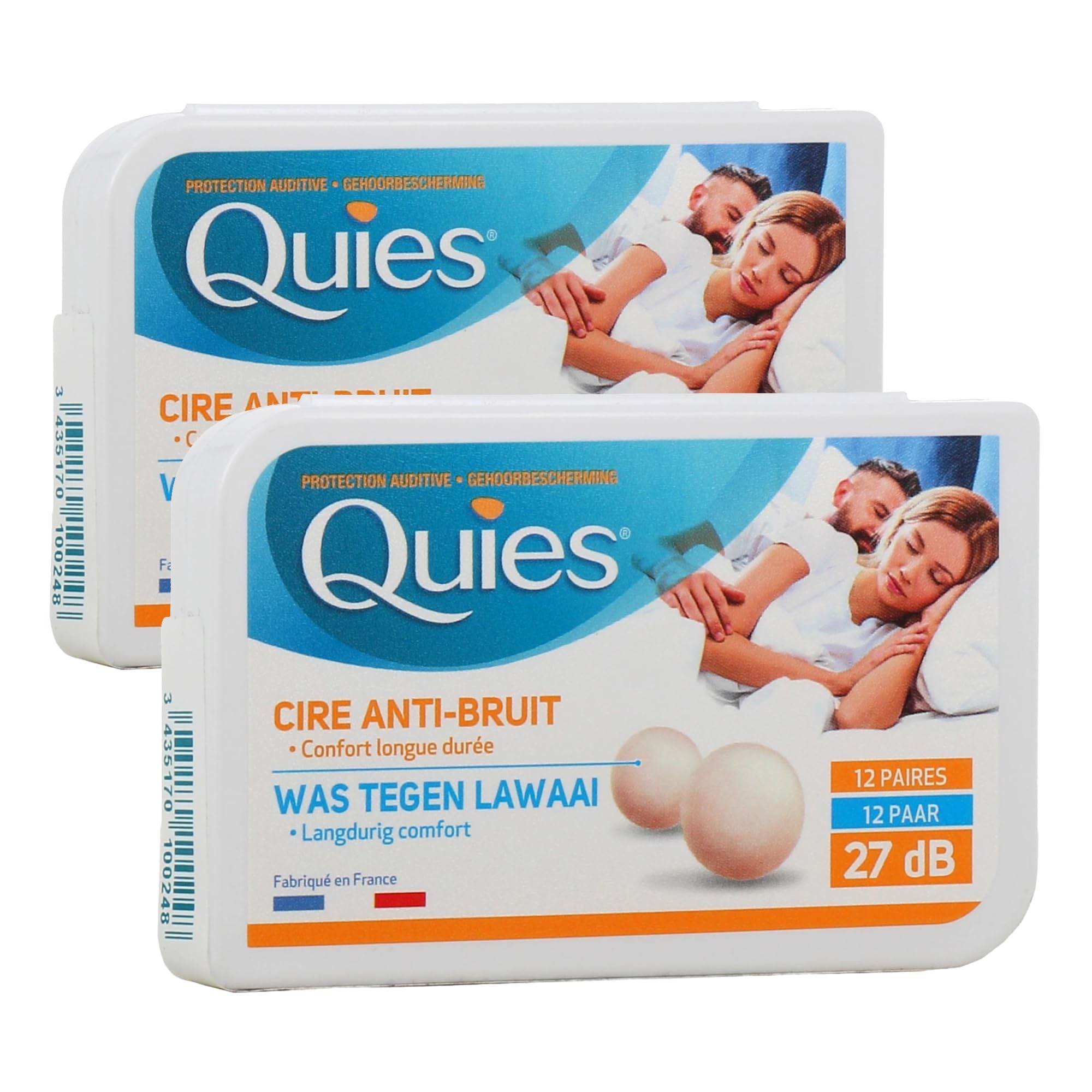 Quies - Natural Wax Ear Protection Balls - Set of 2 Boxes of 24 Balls