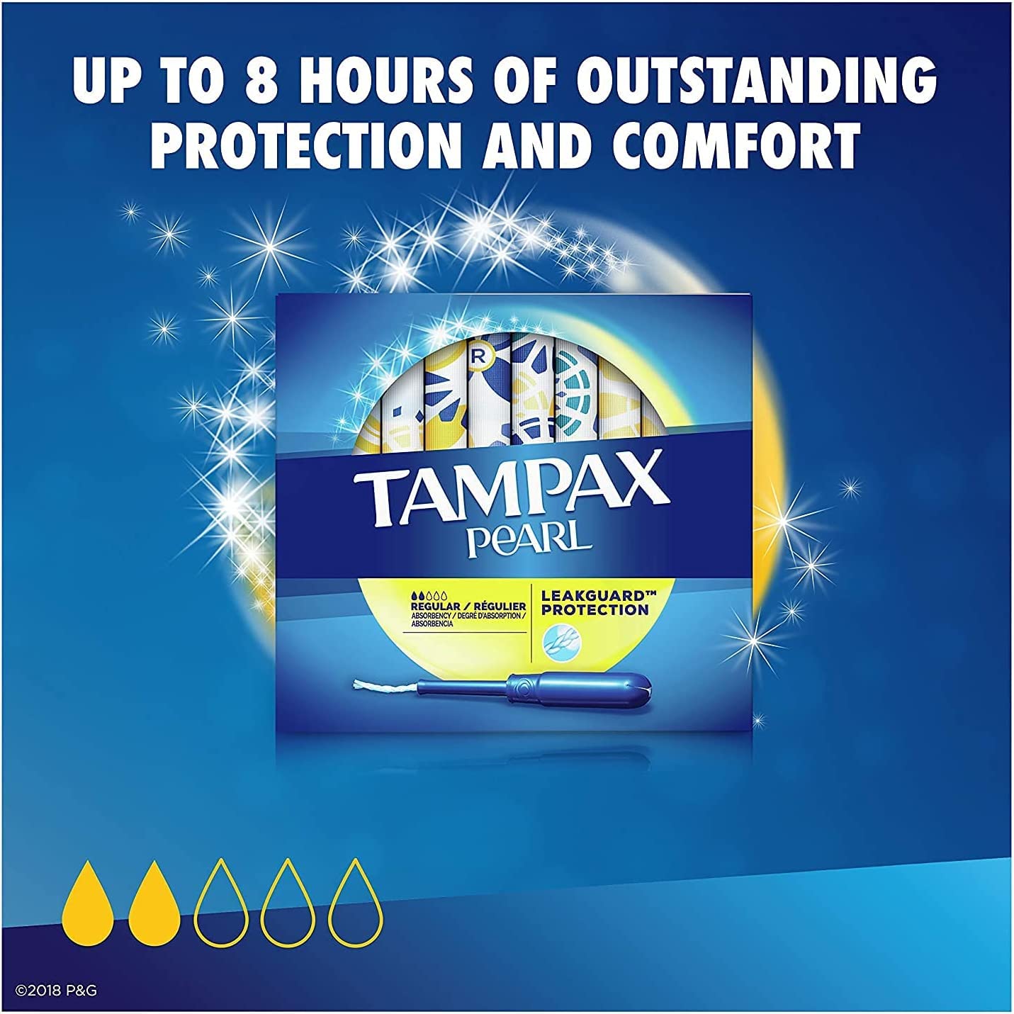 Tampax Pearl Regular Absorbency Unscented Tampons, 96 Count, Pack of 1