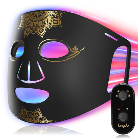 Red Light Therapy for Face 4 Modes LED Face Mask Light Therapy with Remote Portable and Rechargeable Multi Light Therapy Mask wi