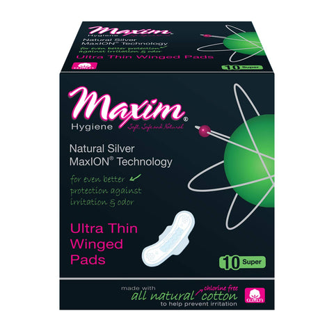 Maxim Cotton Organic Sanitary Pads (1 Pack, MaxION-Wing-Nighttime)