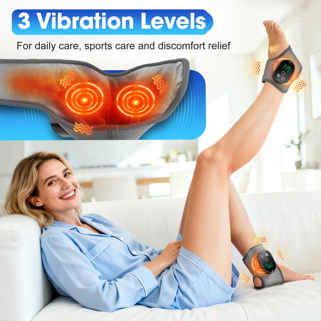 BAISEMAIN 2PCS Foot Renew Massager for Neuropathy - Ankle Heating Pad with Massage, Portable Cordless Design for Home & Travel U