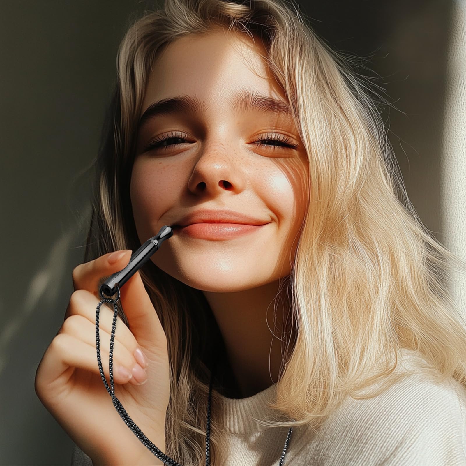 LAMKHOO Breathing Necklace to Quit Smoking and Vaping with Refillable Mint Pods Stop Smoking Aids Fidget Necklace for Anxiety Re