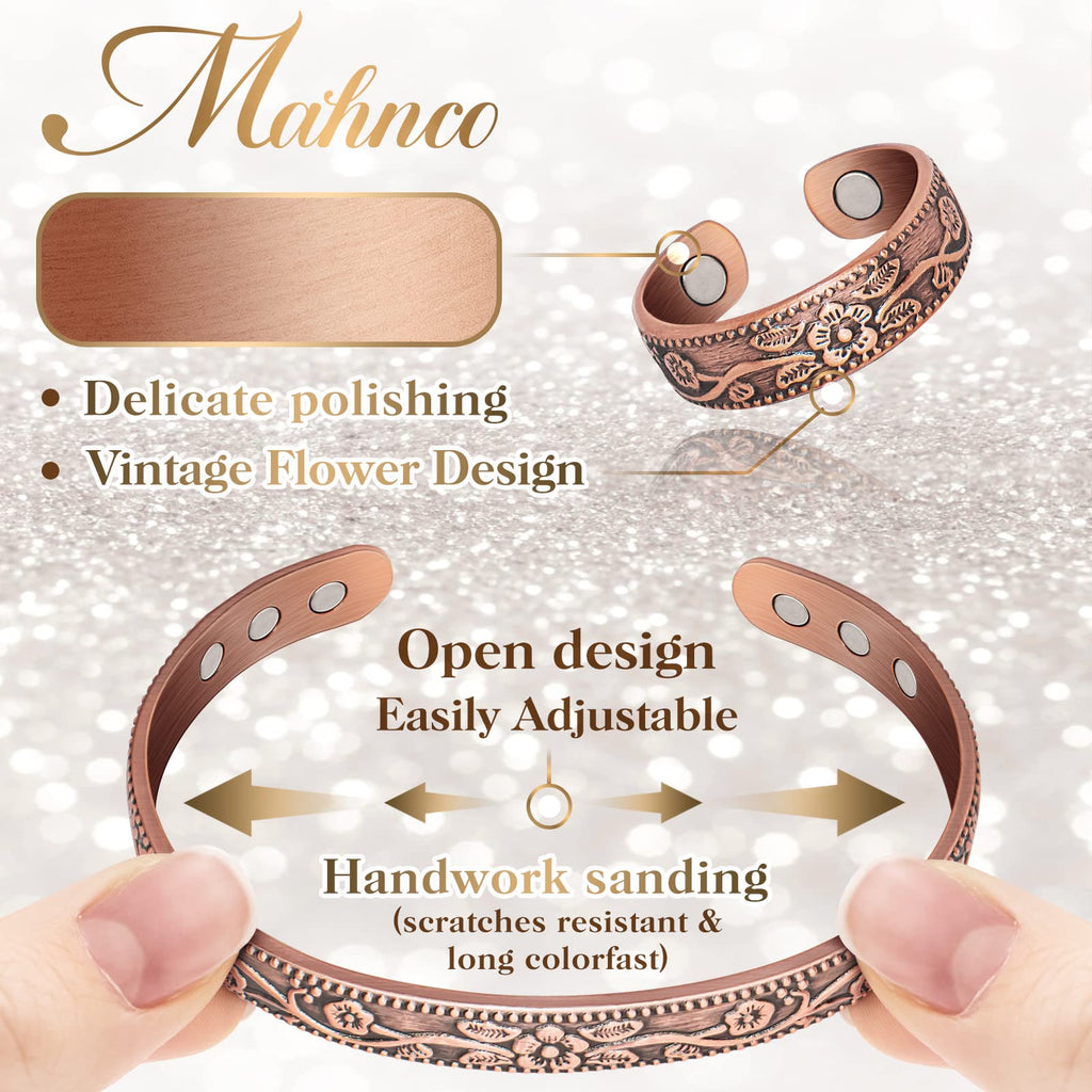 Lymphatic Drainage Ring & Copper Bracelet for Women, Magnetic Lymph Detox Ring and Magnetic Copper Bracelet, 100% Solid Pure Cop