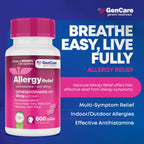 GenCare - Allergy Relief Medicine | Antihistamine Diphenhydramine 25mg (600 Tablets Per Bottle) Value Pack | Relieve for Itchy E