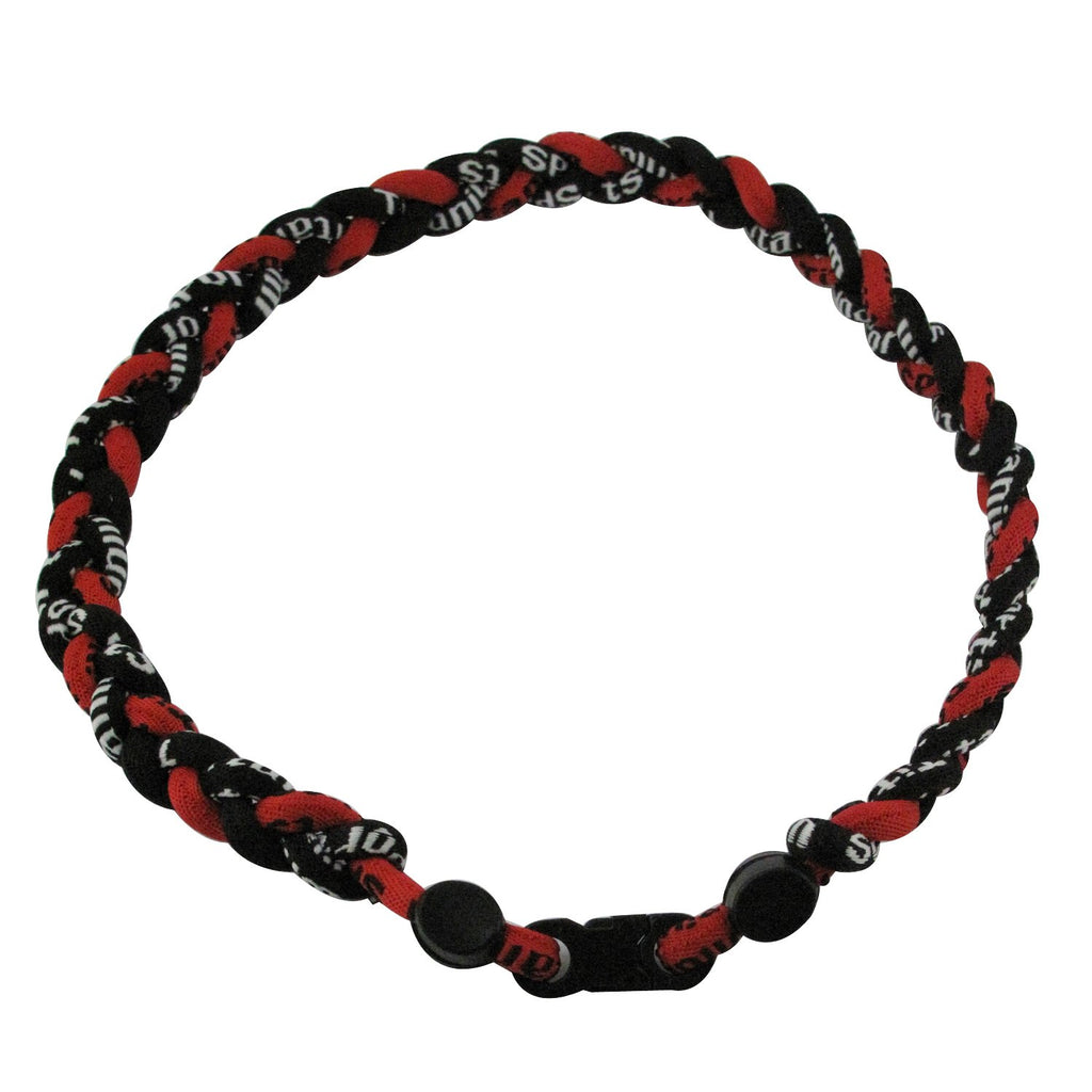 MapofBeauty 18 Fashion Three Braided Rope Sport Style Tornado Necklace (Black/Dark Red)