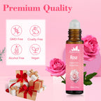 Rose Essential Oil Roll On, Mumianhua Diluted Rose Oil Touch Essential Oil, Aromatherapy Roller Oil for Skin, Body, Hair, Women,
