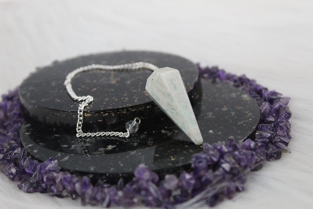 Jet Amazonite Cone Pendulum Dowsing Faceted Cone Shaped Positive Energy, Peace of Mind, Balance, Healing, Meditation Success spi