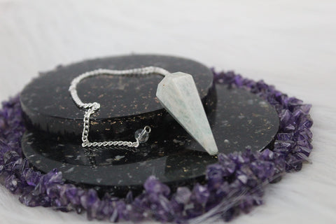Jet Amazonite Cone Pendulum Dowsing Faceted Cone Shaped Positive Energy, Peace of Mind, Balance, Healing, Meditation Success spi