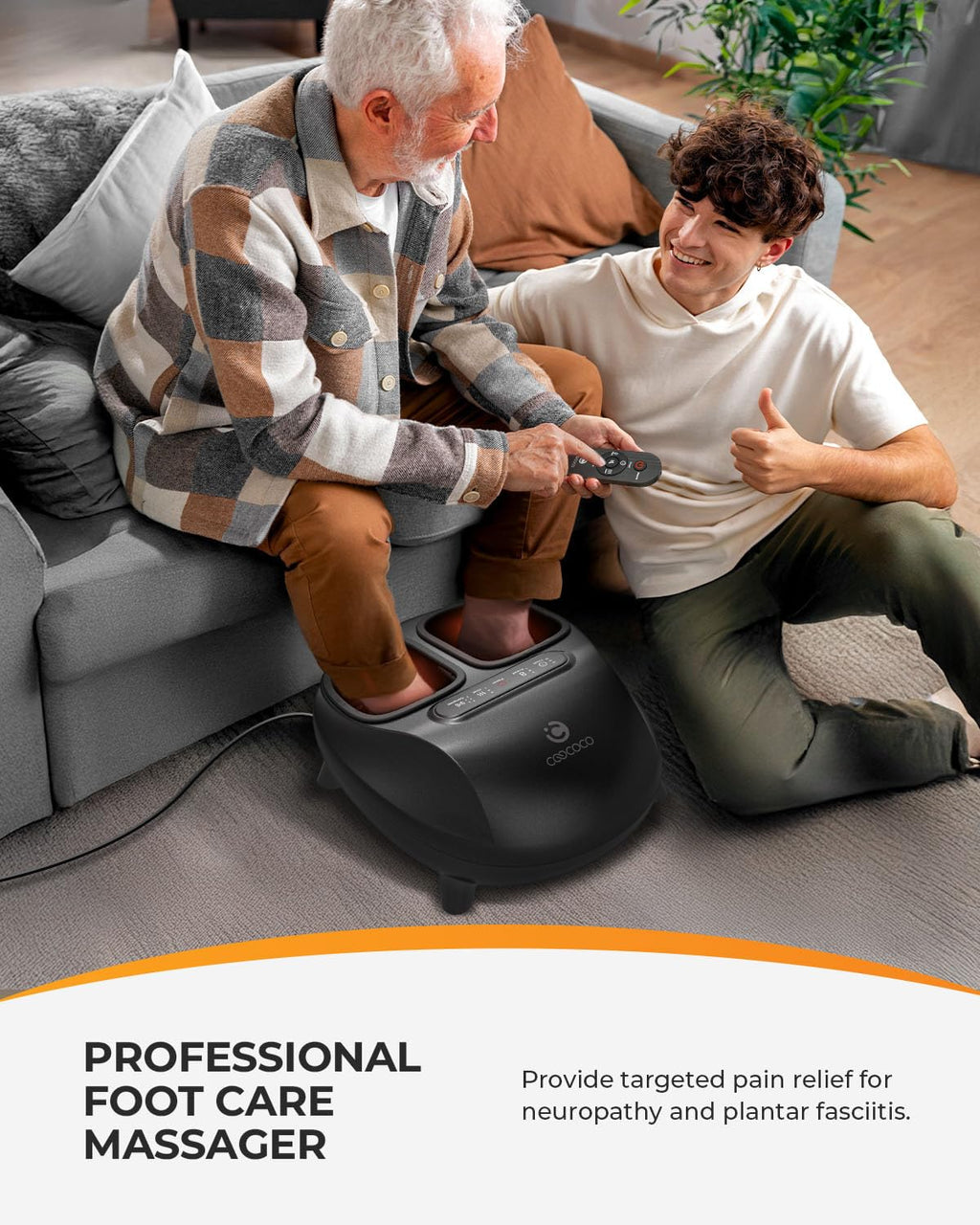 CooCoCo FSA Eligible Foot Massager with Heat, Upgrade ABS Feet Massager with Remote, Foot Massager for Neuropathy & Plantar Fasc