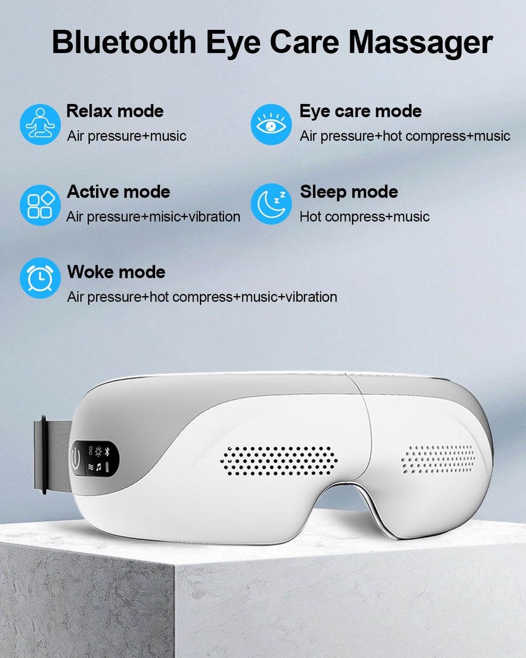 NOWCOZY Eye Massager with Heat, Smart Eye Massager with Bluetooth Music for Migraine Dry Eye Sleep Relief, Portable Massage Slee