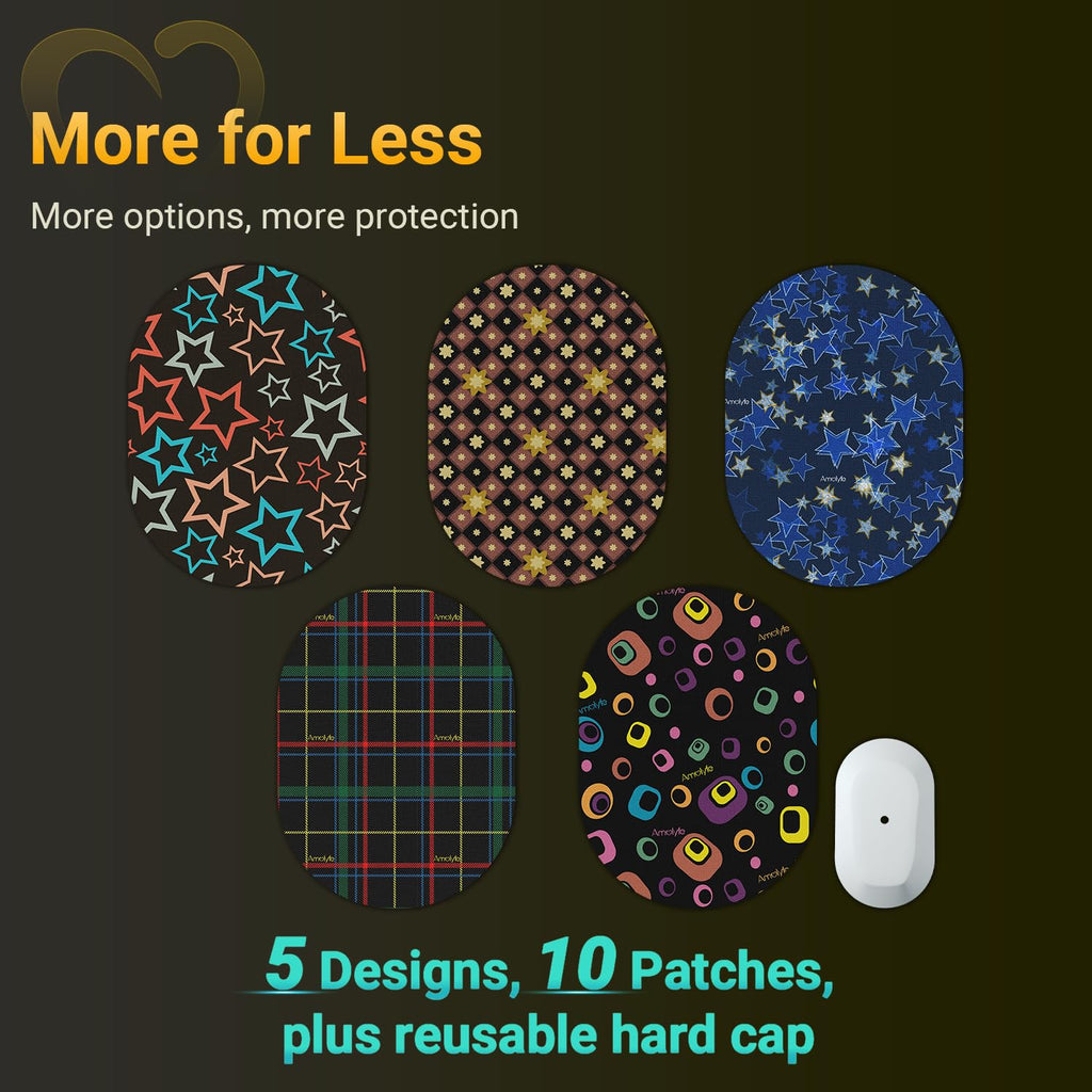 Amolyfe - Dexcom G6 Adhesive Patches (10-Pack) - Bump-Proof with Hard Cap, Waterproof, Breathable, Medical Adhesive, 10-Day CGM