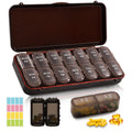 LOBIUTIYA Weekly Pill Organizer 2 Times a Day + 2 Detachable Organizers Kit - AM PM Travel for Vitamin Medicine Supplement Fish 