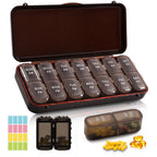 LOBIUTIYA Weekly Pill Organizer 2 Times a Day + 2 Detachable Organizers Kit - AM PM Travel for Vitamin Medicine Supplement Fish 