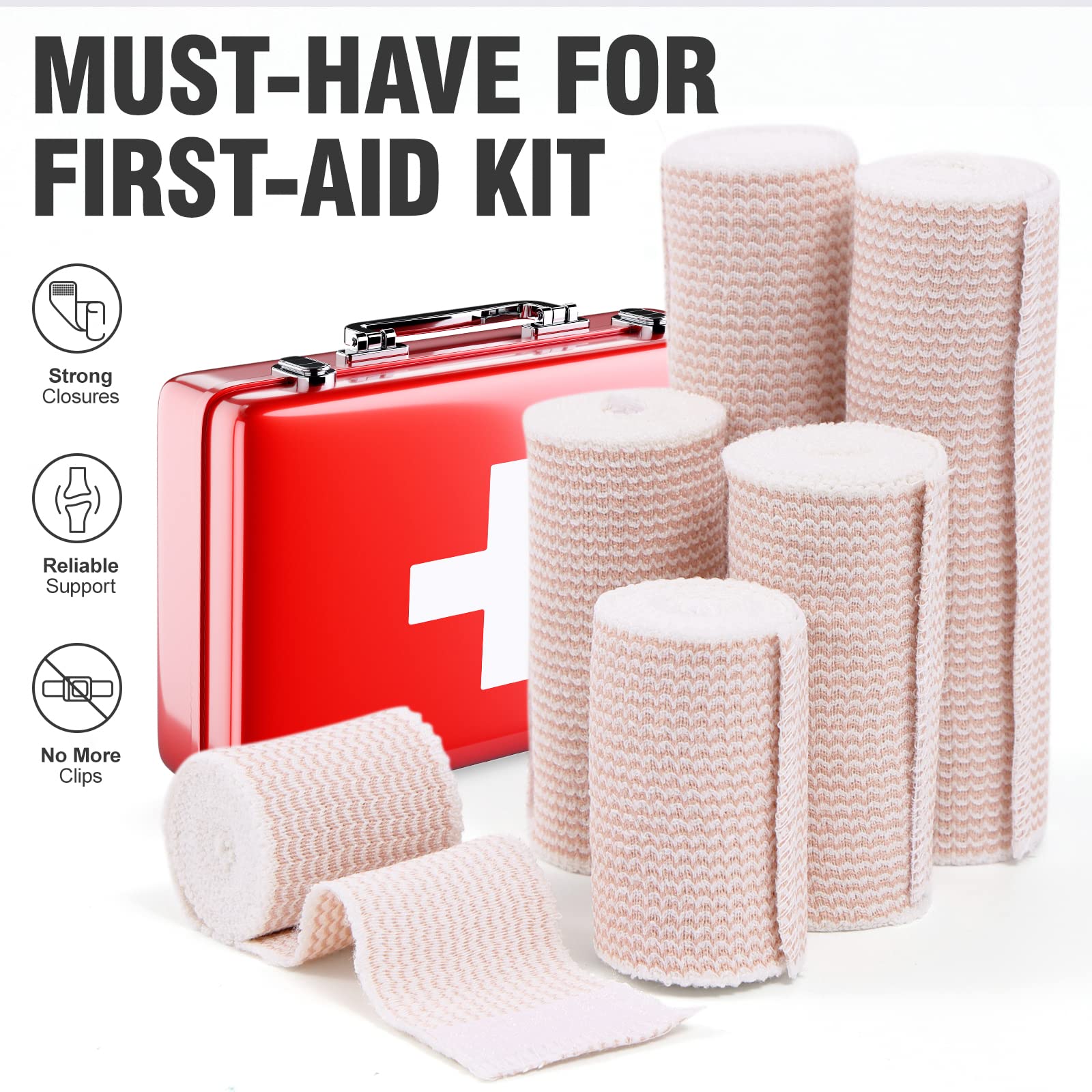 ZJCCTO Elastic Bandage 4 Pack. 3 Inches Wide x (13 to 15 ft. When Stretched) with Hook and Loop on Both Ends, Latex Free Bandage