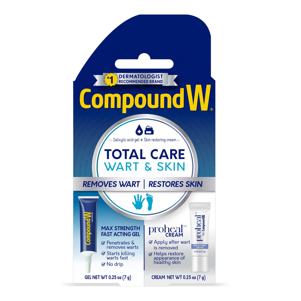 Compound W Total Care Wart Remover with Proheal Cream for Skin - 0.25 oz and Maximum Strength Fast Acting Salicylic Acid Gel - 0