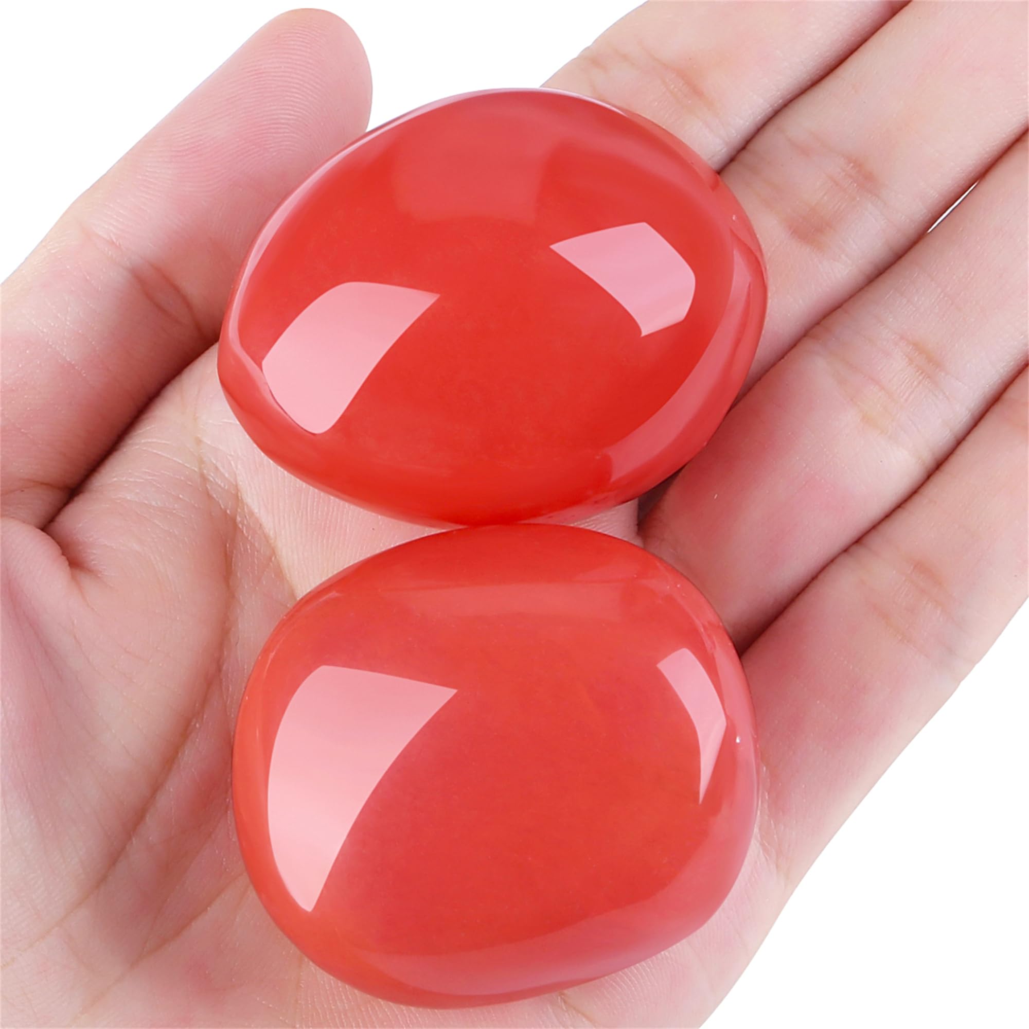 YATOJUZI 1.6''-2'' Watermelon Quartz Natural Crystals and Healing Stones Worry Stones Polished Rocks Red Gemstones Palm Stone fo