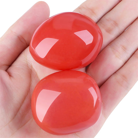 YATOJUZI 1.6''-2'' Watermelon Quartz Natural Crystals and Healing Stones Worry Stones Polished Rocks Red Gemstones Palm Stone fo