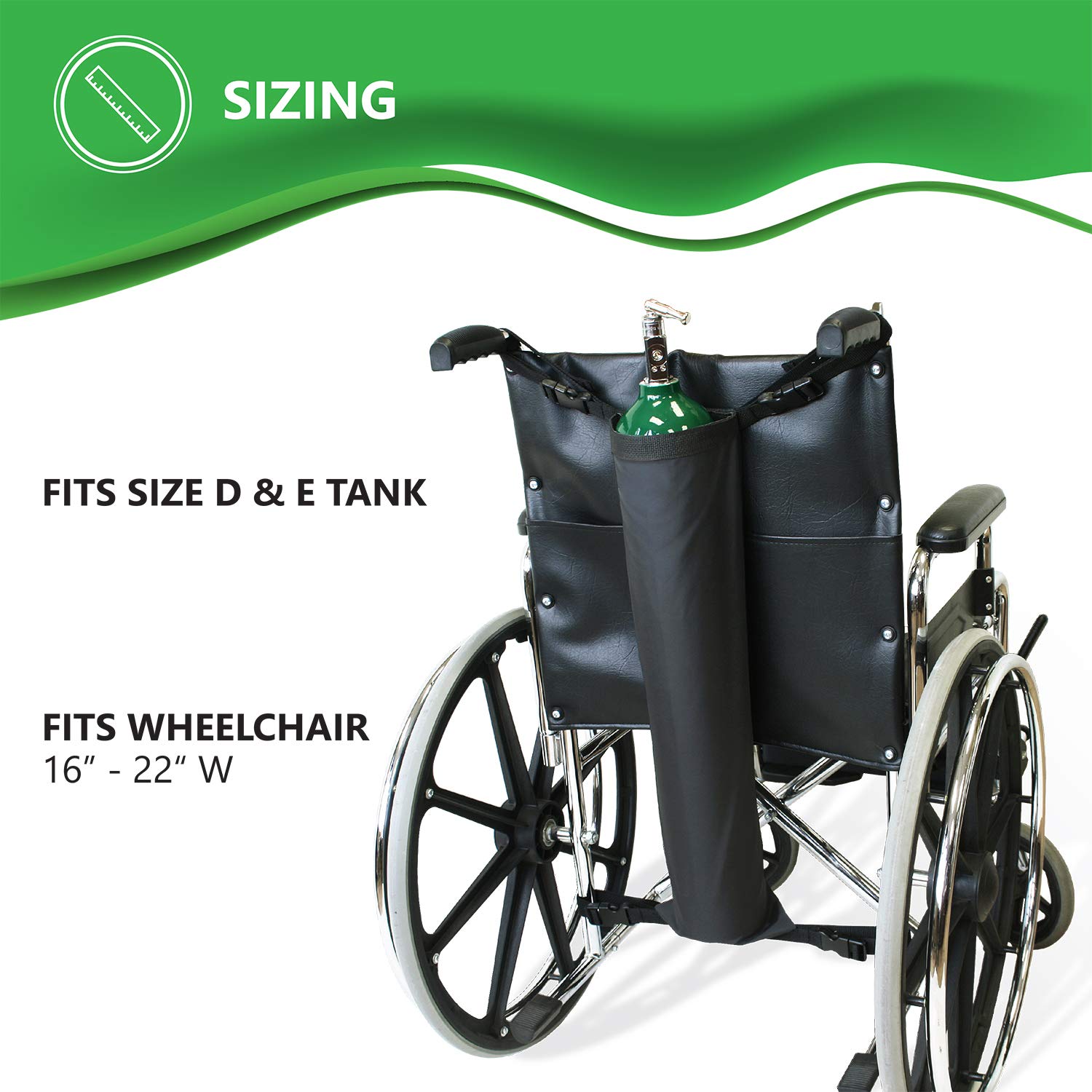 NYOrtho Oxygen Tank Holder for Wheelchair - D & E Cylinder Transport Bag Adjustable Straps Easy to Clean, Heavy Duty, Waterproof