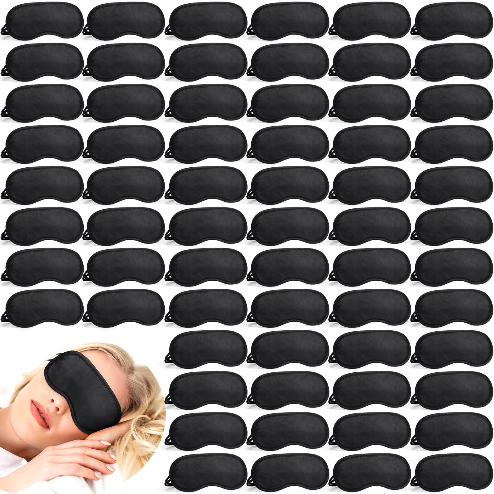 200 Pcs Eye Mask Sleeping Blindfold Eye Cover with Adjustable Strap for Games Party Team Building Travel Individually Wrapped Sl