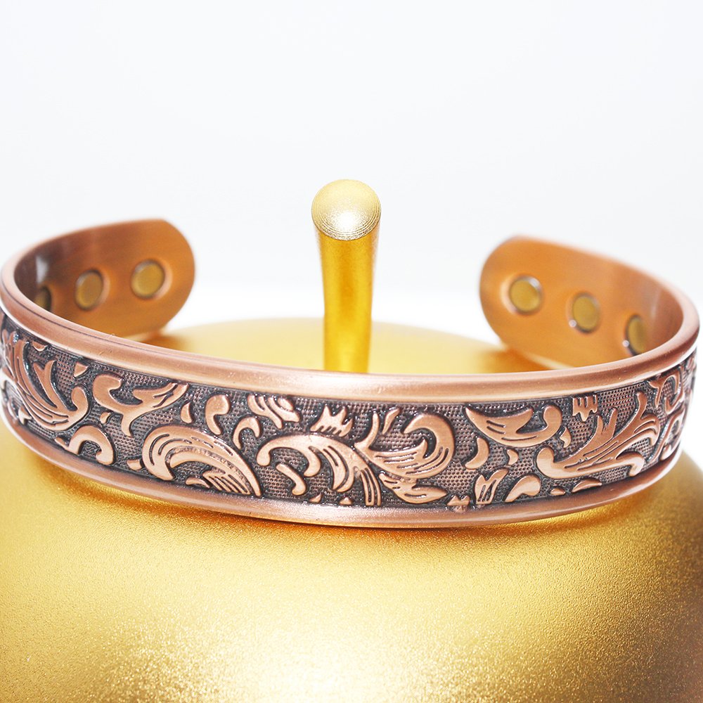 LONGRN-Copper braceletr for men -Ultra Strength Magnetic Bracelets, 99.99% Pure Copper Cuff Bangle with 3500 Gauss Neodymium Mag