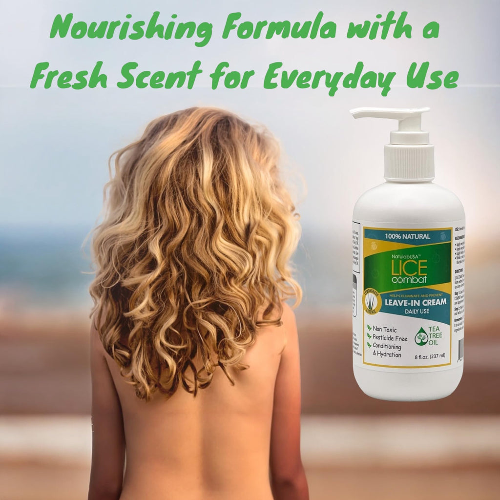NatulabUSA Lice Combat Leave-in Cream. All-Natural Lice Treatment, Helps Prevent Lice Occurrences. Works Great on Lice, Super Li