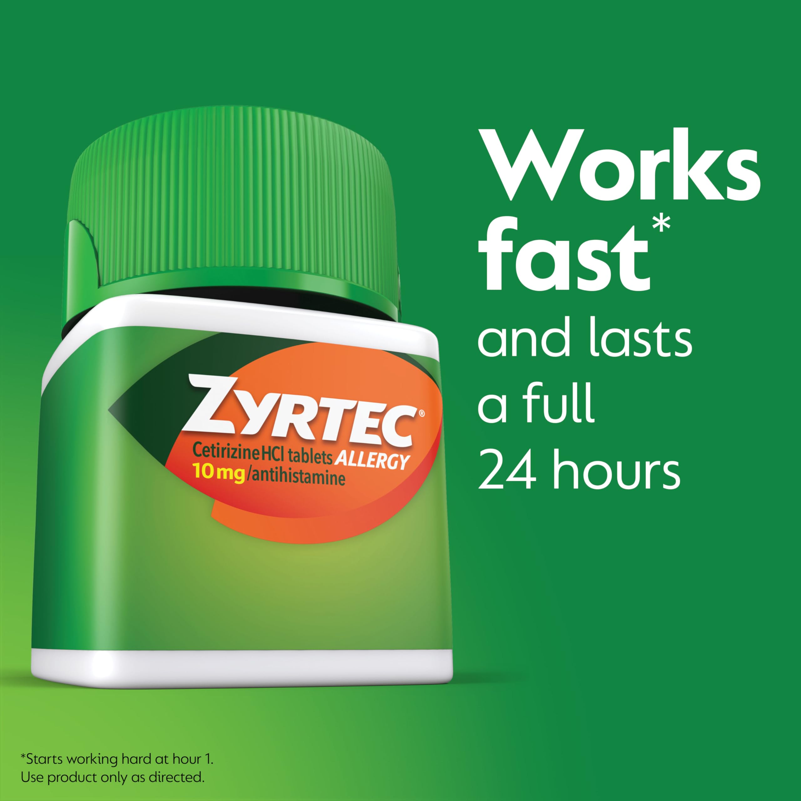 Zyrtec 24 Hour Allergy Relief Tablets, Indoor & Outdoor Anti Allergy Medicine with 10 mg Cetirizine HCl per Antihistamine Tablet